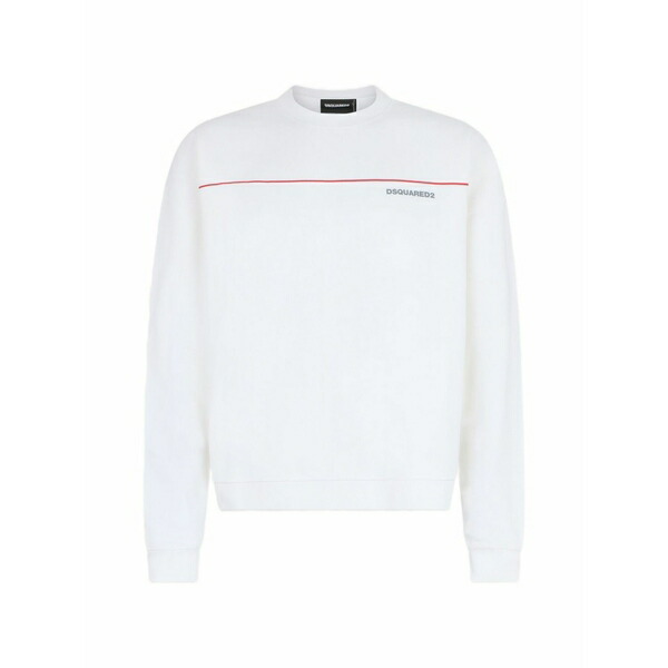 ディースクエアード メンズ パーカー・スウェットシャツ アウター Tape crew-neck sweatshirt White