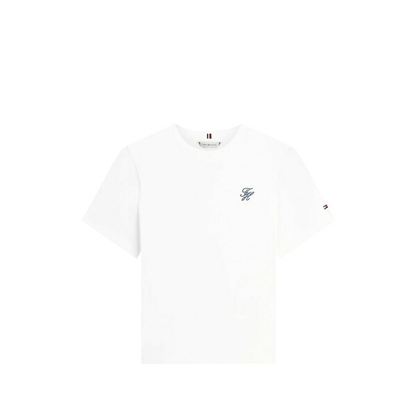 トミー ヒルフィガー レディース ティーシャツ トップス Embroidered-logo t-shirt White