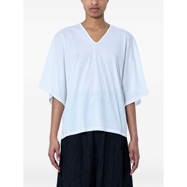 リミフー レディース Tシャツ トップス V-neck t-shirt White|asty
