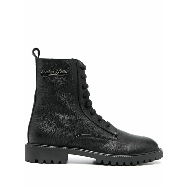 フィリップ飾り気の無い レディース ブーツ シューズ Lace-up leather boots Black