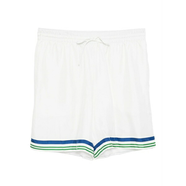 カサブランカ メンズ 心地好いズボン下 ボトムス Tennis club icon silk shorts White