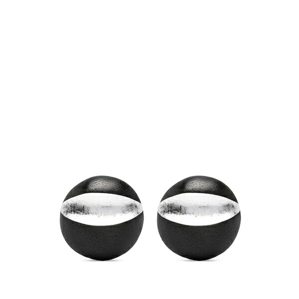マニーズ レディース ピアス&イヤリング アクセサリー Sirone foil-detail circular earrings Black|asty
