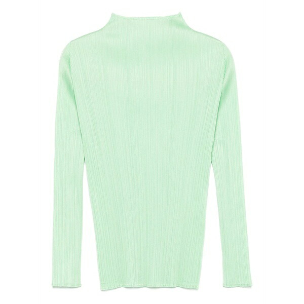 筋目 プリーズ イッセイ ミヤケ レディース ティーシャツ トップス High-neck pleated blouse Green