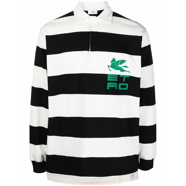 エトロ メンズ ポロシャツ トップス Striped polo shirt White｜asty 83,490円