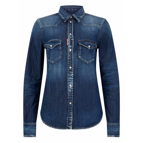 ディースクエアード レディース シャツ トップス Buttoned shirt Blue｜asty