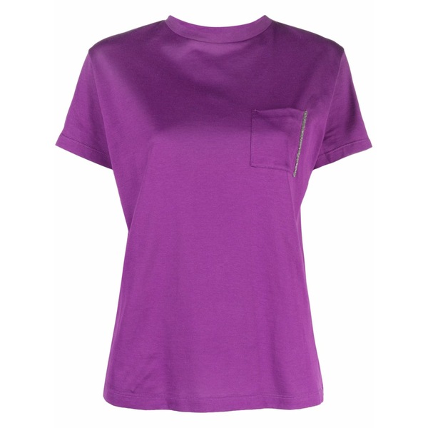 ファビアナ フィリッピ レディース ティーシャツ トップス Chain-detail cotton t-shirt Purple
