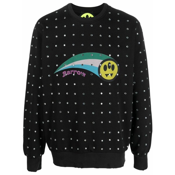 バロウ メンズ パーカー・スウェットシャツ アウター Crystal-embellished graphic-print sweatshirt Black