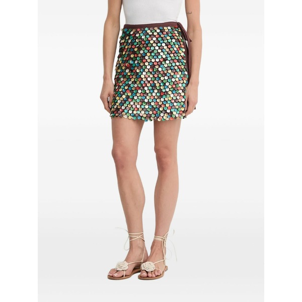 ネバーフリードレスド レディース スコート ボトムス Sequin embellished short skirt Brown