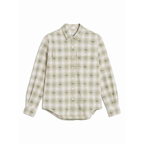 住み家 稲荷 メンズ プルオーバー トップス Checked shirt Green