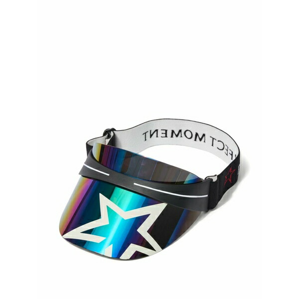完全無欠ちょっとの間 レディース かぶり笠 佩び物 Star-print logo-strap visor Black