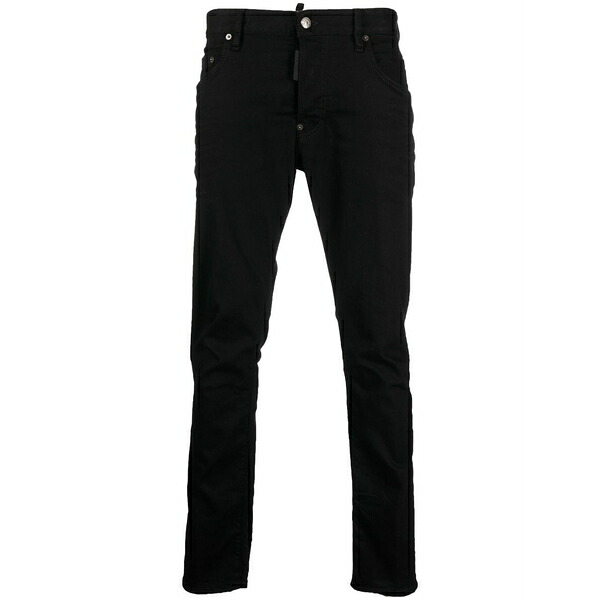 ディースクエアード メンズ ジーンズズボン下 ボトムス Logo-patch slim-cut jeans Black