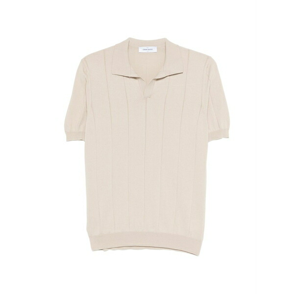 グランサッソ メンズ プルオーバー トップス Polo-collar t-shirt Neutrals