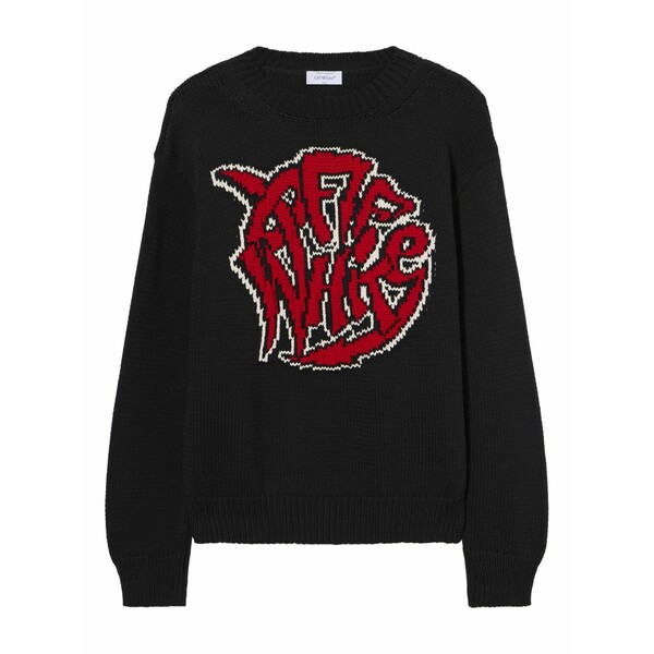 象牙色 メンズ 編み物\u0026ティーシャツ アウター Sphere-logo chunky crewneck sweater Black
