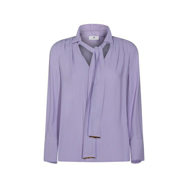 エリザベスフランキ レディース プルオーバー トップス Tie long-sleeve shirt Purple