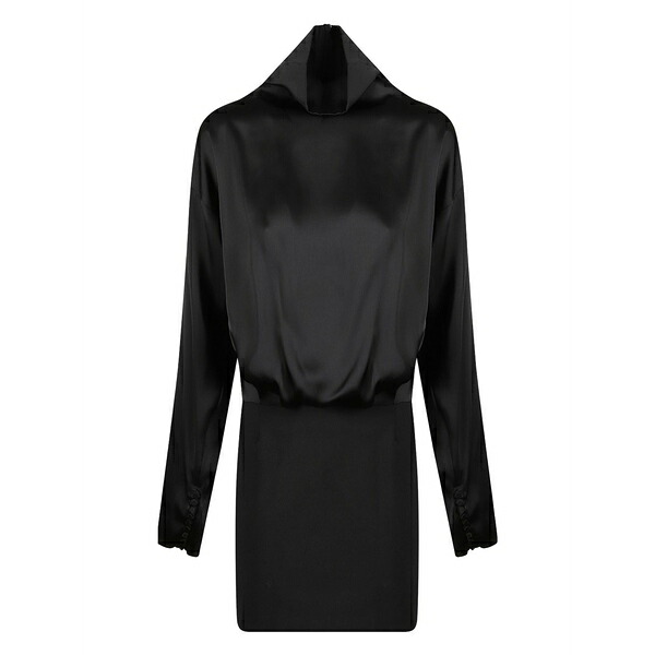 ドンダップ レディース 衣裳 トップス High-neck long-sleeve mini dress Black