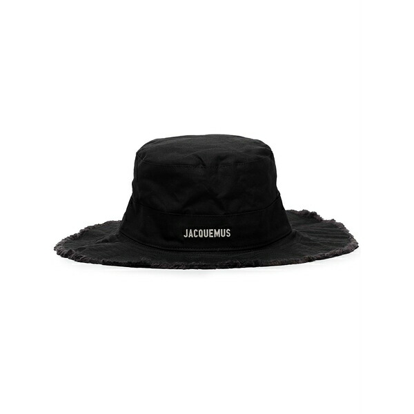 ジャクエムス メンズ かぶり笠 佩び物 Artichaut frayed bucket hat Black