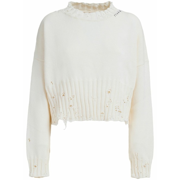 マルニ レディース 編み物\u0026スウェーター アウター Cropped distressed jumper White