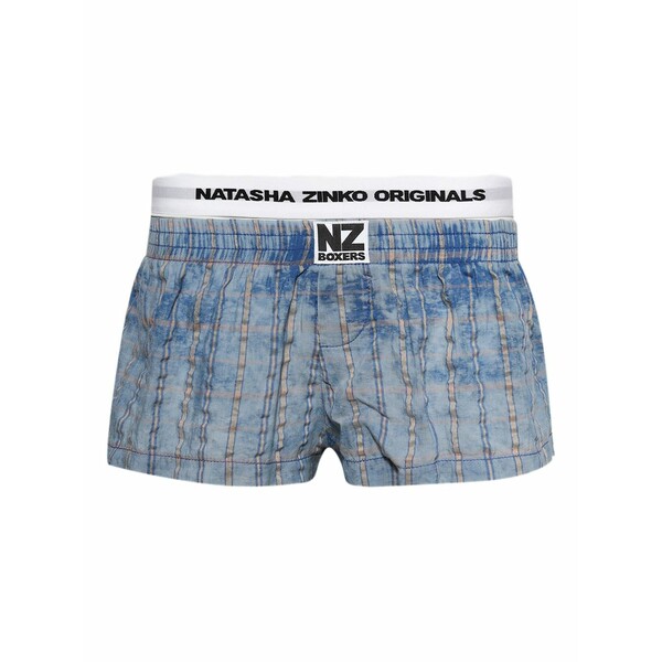 ナターシャジンコ レディース 心地好いズボン下 ボトムス Checkered shorts Blue