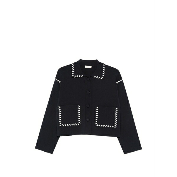 リュージョー レディース ジレー アウター Contrast-trim jacket Blue