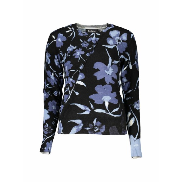 デジグアル レディース 編み物\u0026ティーシャツ アウター Floral-print asymmetric-print  sweater Black