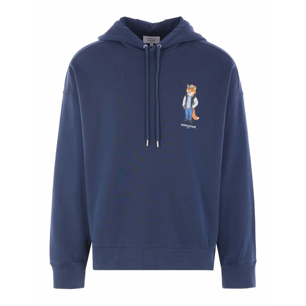 棲み家 狐狸 メンズ パーカー・スウェットシャツ アウター Fox-print cotton hoodie Blue