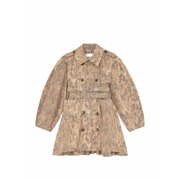 ガニー レディース 厚地の外套 アウター Button belted double breasted coat Neutrals