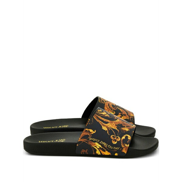呼びりん探し回る レディース サンダル シューズ Baroque-print slides Black