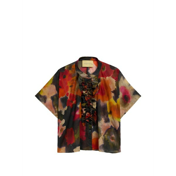 モモン レディース プルオーバー トップス Berenice ruffled-trim kimono-sleeve shirt Red