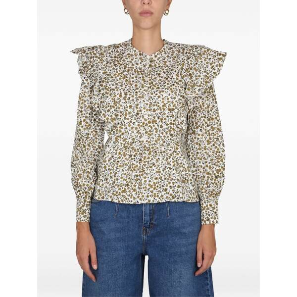 バウムウンドヘルガーデン レディース シャツ トップス Ruffled floral print blouse Neutrals｜asty 29,770円