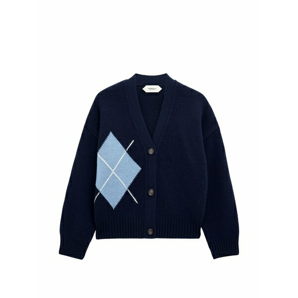 プリングル オブ スコットランド レディース ジレー アウター Argyle cashmere cardigan Blue
