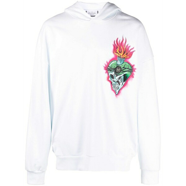 フィリップ飾り気のない メンズ パーカー・スウェットシャツ アウター Love tattoo long-sleeve hoodie  White