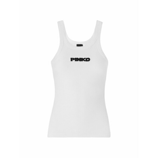 ピンコ レディース カットソー トップス Blue lagoon ribbed tank top White