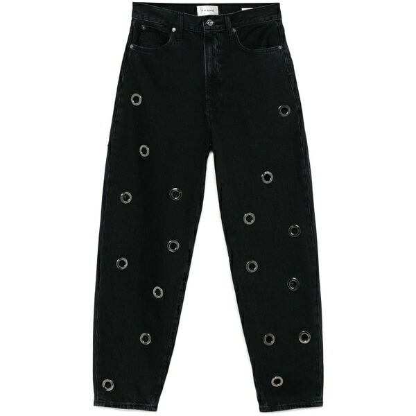 フレーム レディース デニムパンツ ボトムス Narrow grommet jeans Black|asty
