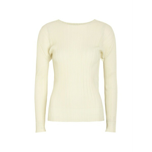 筋目 プリーズ イッセイ ミヤケ レディース ティーシャツ トップス Pliss￡-effect long-sleeve top Neutrals
