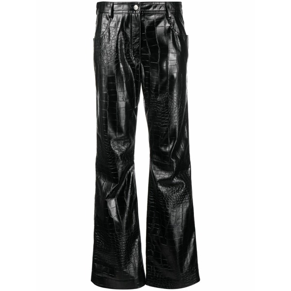 エムエスジイエム レディース 心地好いズボン下 ボトムス Embossed-crocodile straight-leg trousers Black