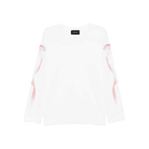 シモーネ・ロシャ レディース プルオーバー トップス Ribbon bow-printed long-sleeves t-shirt White