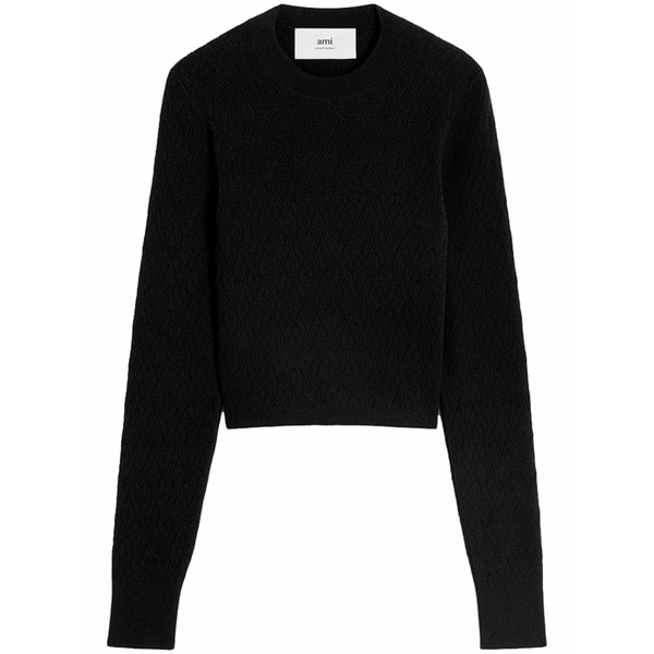 意中の女 レディース 編み物\u0026ティーシャツ アウター Ami de coeur cotton-blend top Black