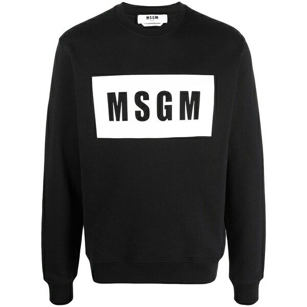 エムエスジイエム メンズ パーカー・スウェットシャツ アウター Logo-print sweatshirt Black|asty