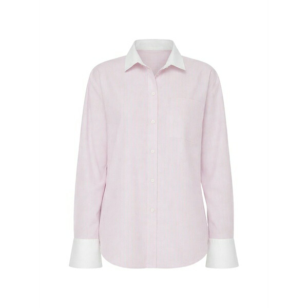 母ちゃん レディース プルオーバー トップス The roomie frenchie contrast-trim striped shirt Pink