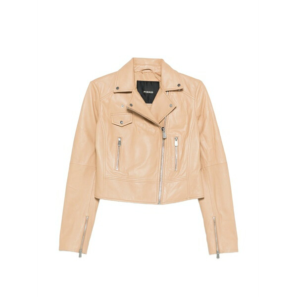 ピンコ レディース 上衣＆上衣 アウター New sensible zip-up leather jacket Neutrals