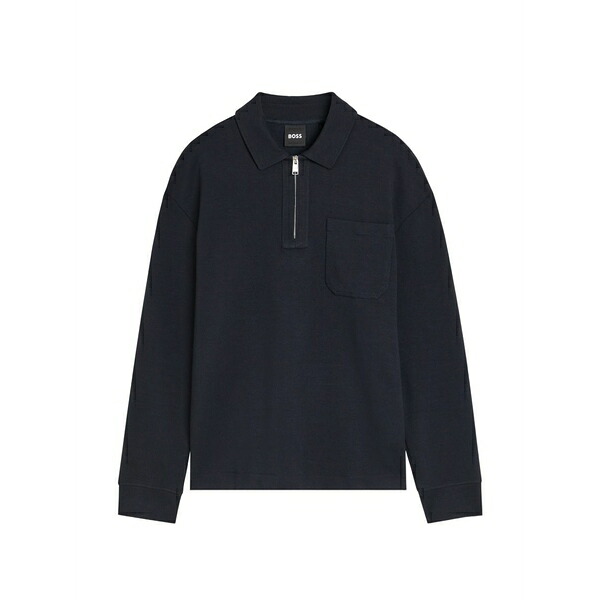 主任者 メンズ スポーツシャツ トップス Half-zip polo shirt Blue