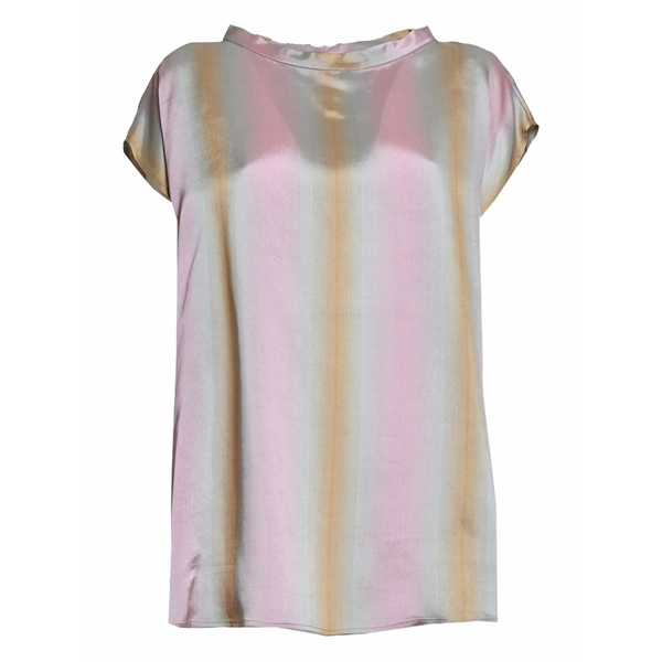 アスペジ レディース プルオーバー トップス Stripe-print short-sleeves top Pink