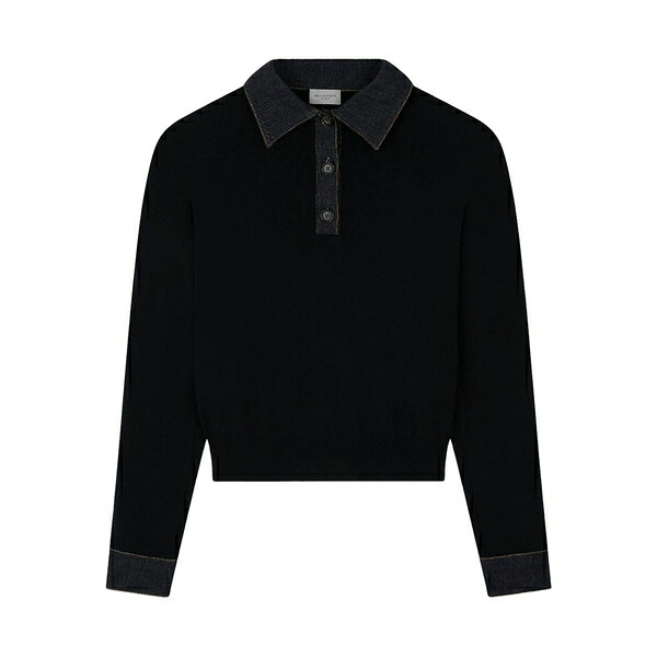 ポールアンドシャーク レディース ポロシャツ トップス Denim-collar polo sweater Blue|asty