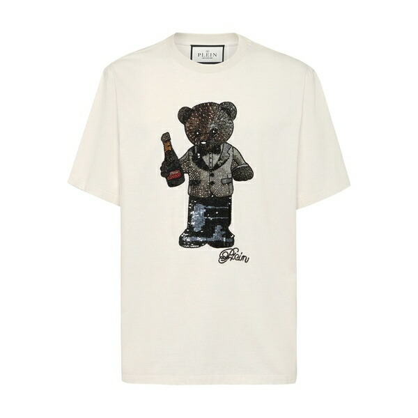 フィリップ飾り気のない メンズ ティーシャツ トップス Teddy bear-embellished t-shirt White