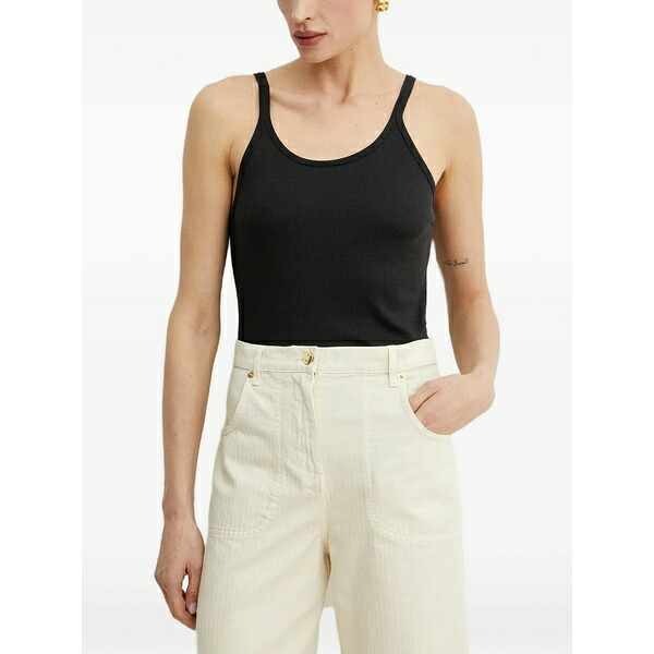 ピンコ レディース カットソー トップス Ribbed tank top Black