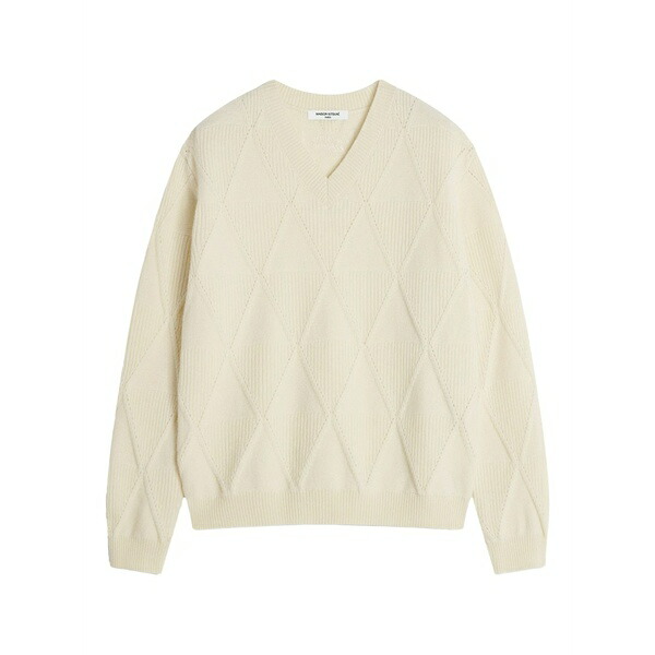 住み家 稲荷 メンズ 編み物\u0026プルオーバー アウター Diamond-pattern wool sweater Neutrals