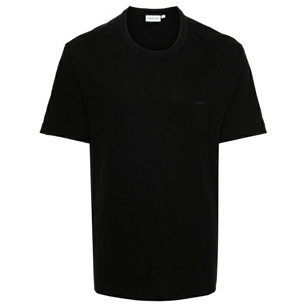 カルバンクライン メンズ ティーシャツ トップス Logo-patch cotton t-shirt Black