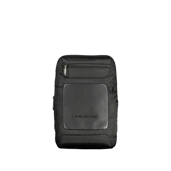 ピークアドロ  メンズ ショルダーバッグ 御徒面子 Leather-panelled mono-sling shoulder bag Black