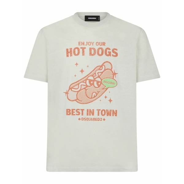 ディースクエアード メンズ プルオーバー トップス Graphic-print crew-neck t-shirt White