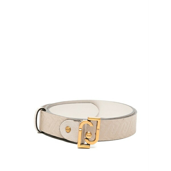 リュージョー レディース 三尺帯 添え物 Logo-pattern buckle belt Neutrals